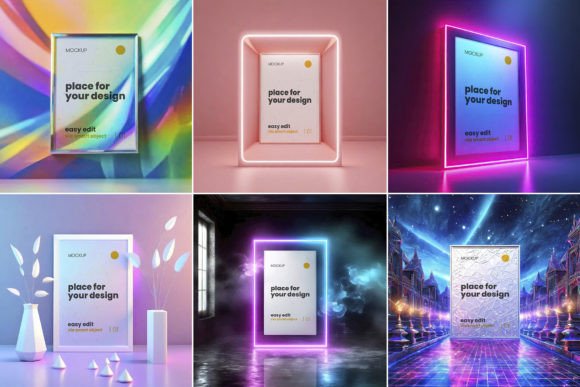 Download Illuminated Frame Poster Mockups - Mockup Collection