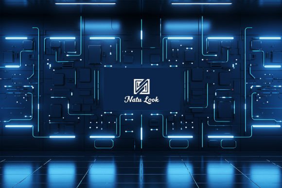 Download Blue Tech Board Logo Mockup - Mockup Collection