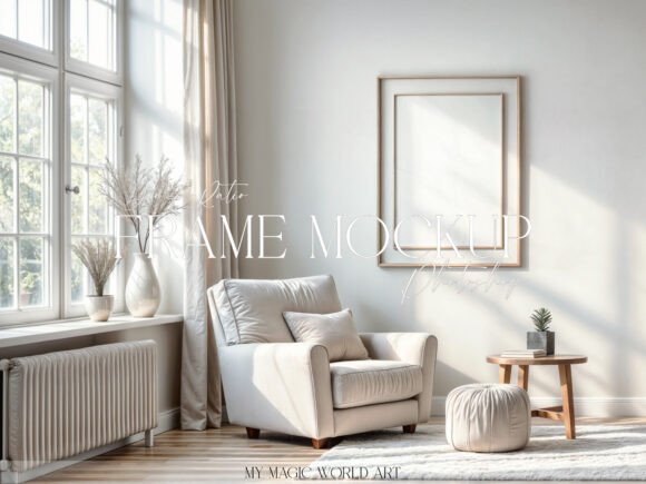 Download Light Mockup Frame on the Wall - Mockup Collection
