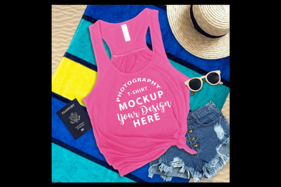 Download Bella Canvas 8800 Mockup Neon Pink - Mockup Collection
