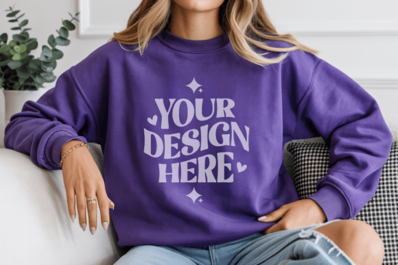 Download Gildan 18000 Purple Sweatshirt Mockups - Tshirt Collection