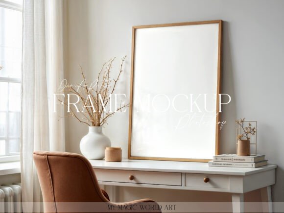Download Light Mockup Frame on the Table - Mockup Collection